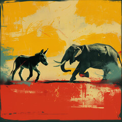 donkey vs. elephant, Republican vs Democrat, square tight