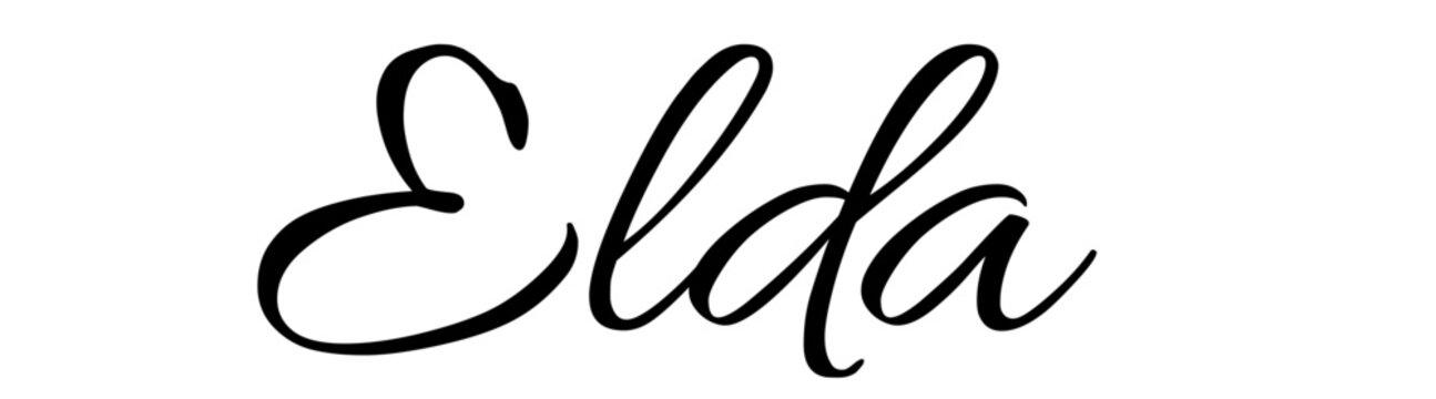 Elda - black color - name written - ideal for websites,, presentations, greetings, banners, cards,, t-shirt, sweatshirt, prints, cricut, silhouette, sublimation	

