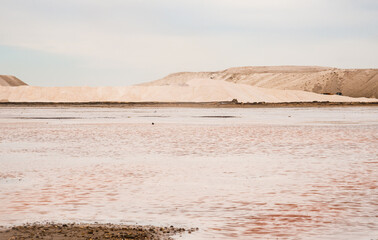 Salins d’Aigues-Mortes, Camargue, France. Europe's largest salt marshes Salin-de-Giraud, sea salt...