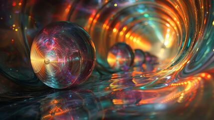 Holographic galaxies swirling in surreal orbs visionary art transcending dimensional boundaries,  art, transcending, dimensional - obrazy, fototapety, plakaty