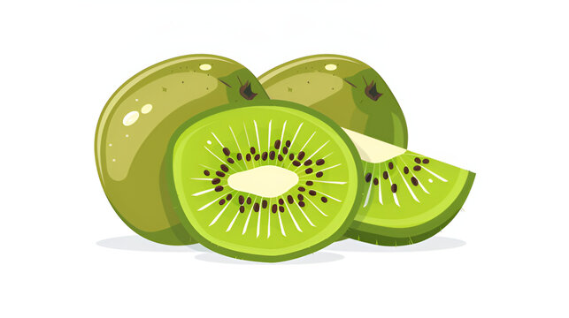 Flat vector kiwi fruits logo isolated on white background