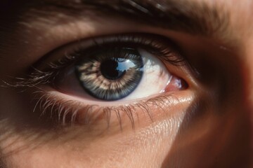 beautiful female blue eye closeup. Vision and beauty. 