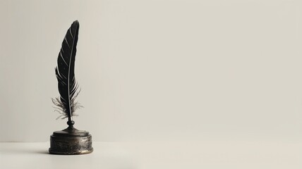 Quill pen and inkwell on a clean white background