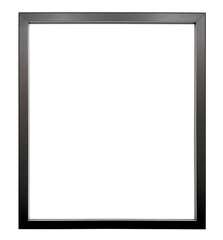 black steel frame, black thin empty picture frame , isolated on a transparent background. PNG, cutout, or clipping path