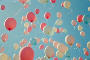 A Whimsical Array of Pastel-Colored Easter Balloons Floating Gently Against a Clear Spring Sky, Bringing Joy and Celebration to the Season