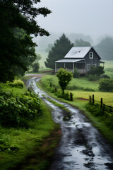Countryside Rainfall: A Tranquil Moment of Nature's Cleansing