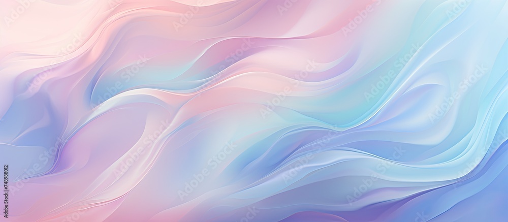 Poster the background features soft pastel colors of blue and pink with wavy lines creating a gentle and ca