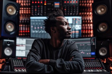 Man Operating Sound Equipment. Generative AI