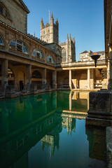Fototapeta na wymiar Empty roman baths in Bath UK