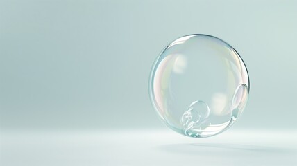 Close-up of a delicate soap bubble reflecting pastel colors