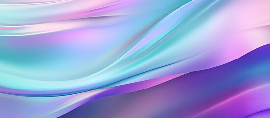 A detailed view of a soft pastel holographic abstract background, showcasing a gradient of blue, purple, and green colors in a close-up shot.