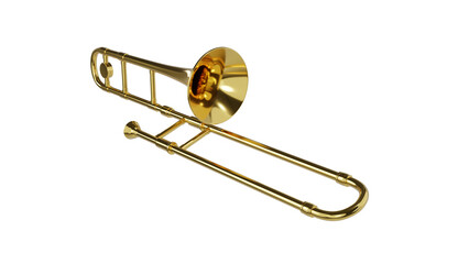 Brass trombone isolated on transparent and white background. Music concept. 3D render - obrazy, fototapety, plakaty