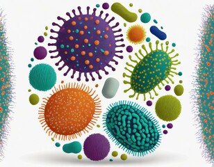 Bacterias dibujo 3d - obrazy, fototapety, plakaty