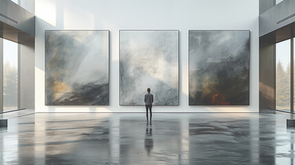 Fototapeta premium Man looking at a work of art