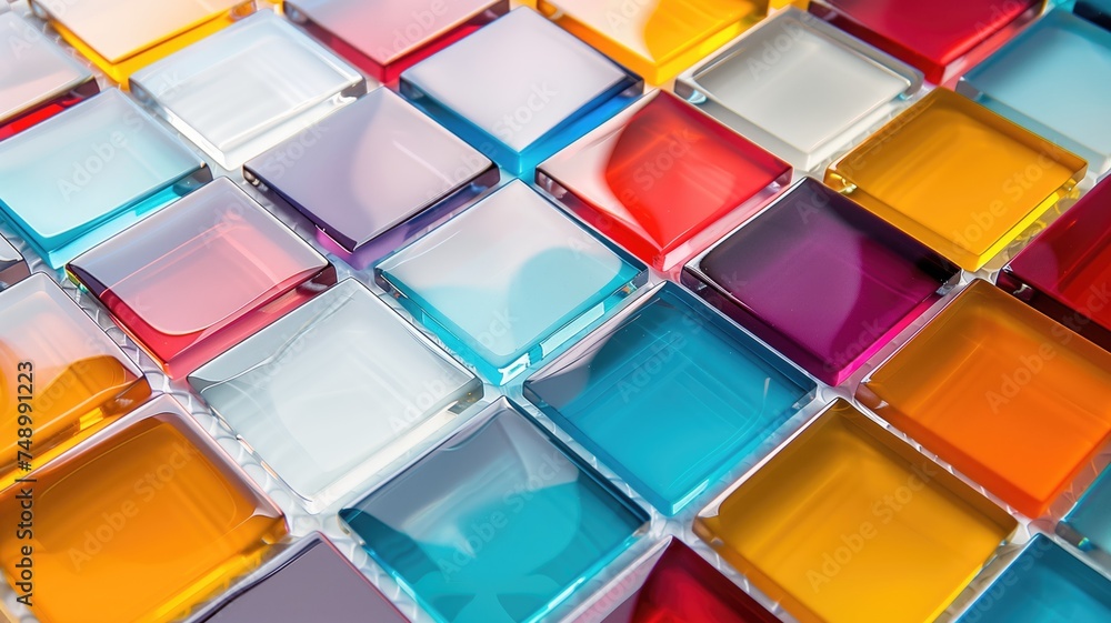 Poster a vibrant array of colorful glass tiles pattern