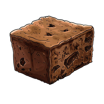 brownie cake vector cartoon illustration  isolated on transparent background - Generative AI
