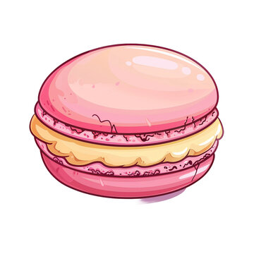 pink macaroon vector cartoon illustration  isolated on transparent background - Generative AI