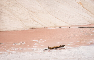 Salins d’Aigues-Mortes, Camargue, France. Europe's largest salt marshes Salin-de-Giraud, sea salt production. Pink salt marshes.