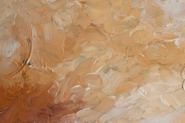 Art oil and acrylic smear blot canvas painting wall. Abstract texture gold, bronze, beige and white...