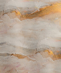 Art oil and acrylic smear blot canvas painting wall. Abstract texture gold, yellow, beige and white...