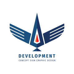 Development concept logo graphic design. Abstract bird wings sign. Strategy progress creative symbol. Vector illustration.  - 748993496