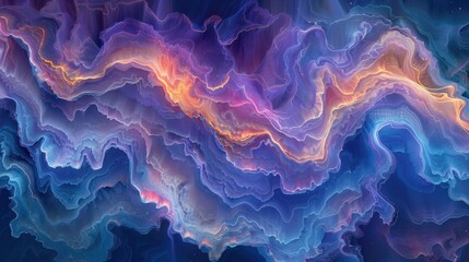 Colorful digital abstract resembling marbled ink patterns or geological formations.