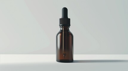Clean bottle of cosmetic dropper glass on white background, Suitable for collagen serum and vitamin bottle, cosmetic mockup package.