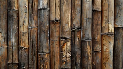 Rolgordijnen Bamboo wood paneling wall © ERiK