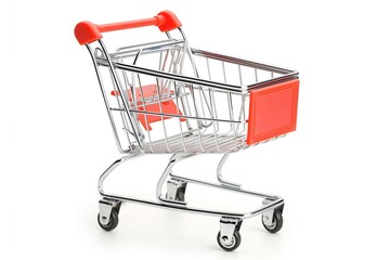 Empty shopping cart, on isolated white background