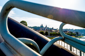 Artistic View of Salzburg Skyline Through Sculptural Frame