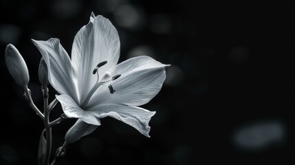 White Flower Against Black Background