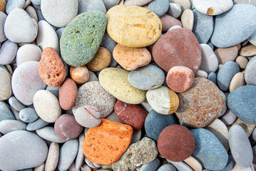 Colorful Array of Smooth River Stones and Pebbles