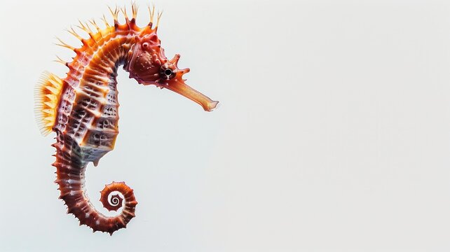 Vibrant seahorse profile with intricate details on a clear background