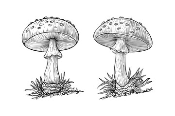 Hand drawn mashroom illustration isolated on white background