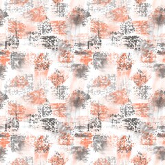 Seamless abstract textured pattern. Simple background black, orange and white texture. Digital brush strokes background. Designed for textile fabrics, wrapping paper, background, wallpaper, cover.