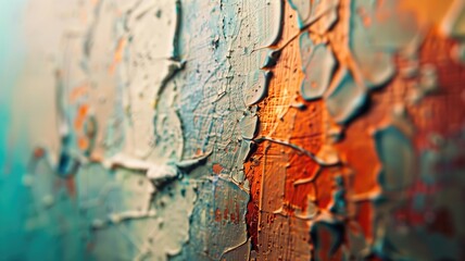 Macro shot of an oil painting reveals the rich textures and bold use of color