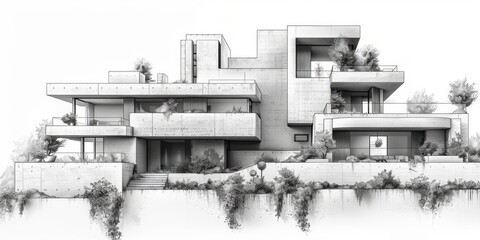 Stylish Houses with Minimalist Logo Art Generative AI