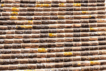 Close-up of Weathered Terracotta Roof Tiles in Spain