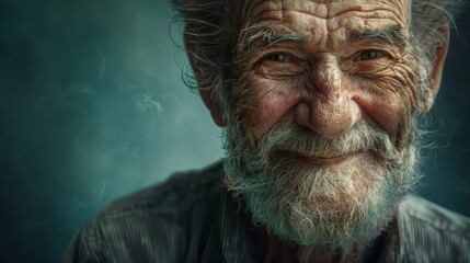 Aged Man With White Beard and Gray Hair