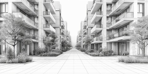 Modern Urban Scene: Panoramic City Architecture Animation Generative AI