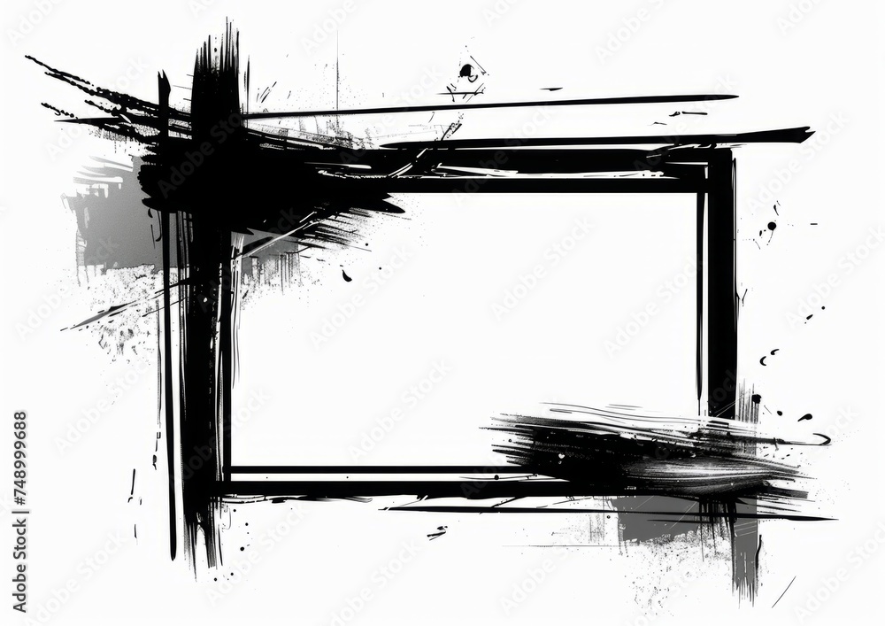 Poster an elegant black border with a white background generative ai