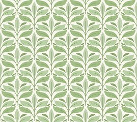 Damask organic leaves seamless pattern. Vector retro style background print. Decorative flower texture. - 748999651
