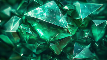 Emeralds Isolated. Emeralds. Macro. A beautiful emerald gems isolated. Emerald, Sapphire or Tourmaline green crystals. Gems. Mineral crystals. Made With Generative AI.