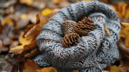 Obraz premium Seasonal fashion DIY for fall, Crafting warm, stylish accessories from upcycled materials