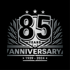 85 years anniversary celebration shield design template. 85th anniversary logo. Vector and illustration.
