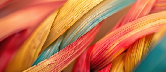 A detailed close-up view of a bunch of assorted colored wires, showcasing a variety of vibrant colors and textures. Each wire is uniquely colored and intertwined with the others in a visually striking
