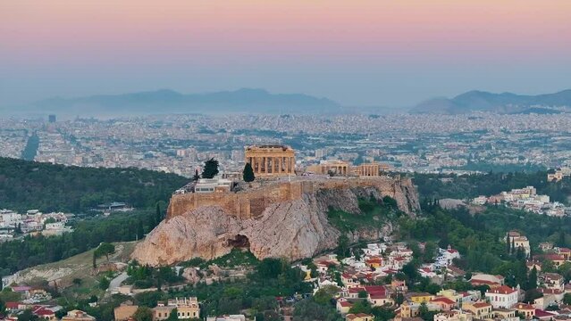 Athens, Greece Drone and Acropolis Skyline Aerial