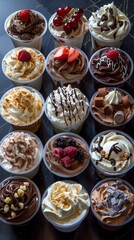 Fototapeta na wymiar collage of ice cream, various flavors, background