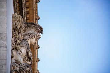 Paris, France - Dec. 28 2022: The fine decoration on the Arc de Triomph in Paris