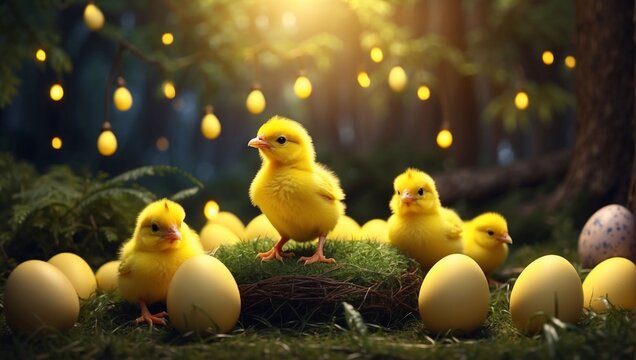easter chicken and eggs